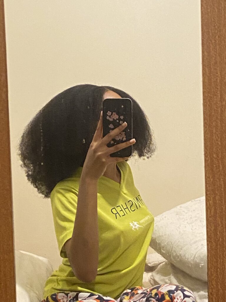 medium-length blow-out on type 4 natural hair