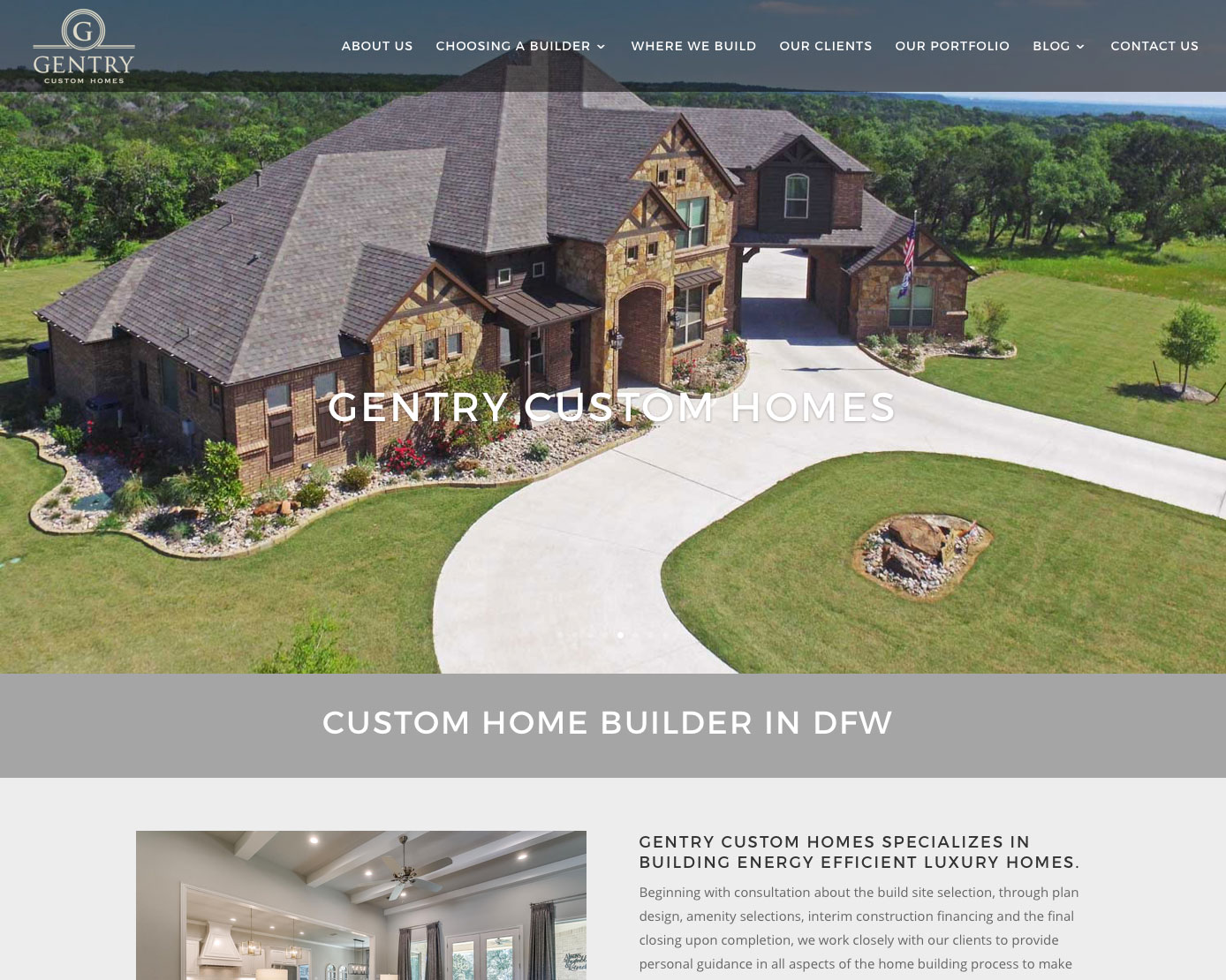 Gentry Custom Homes website Type A Design