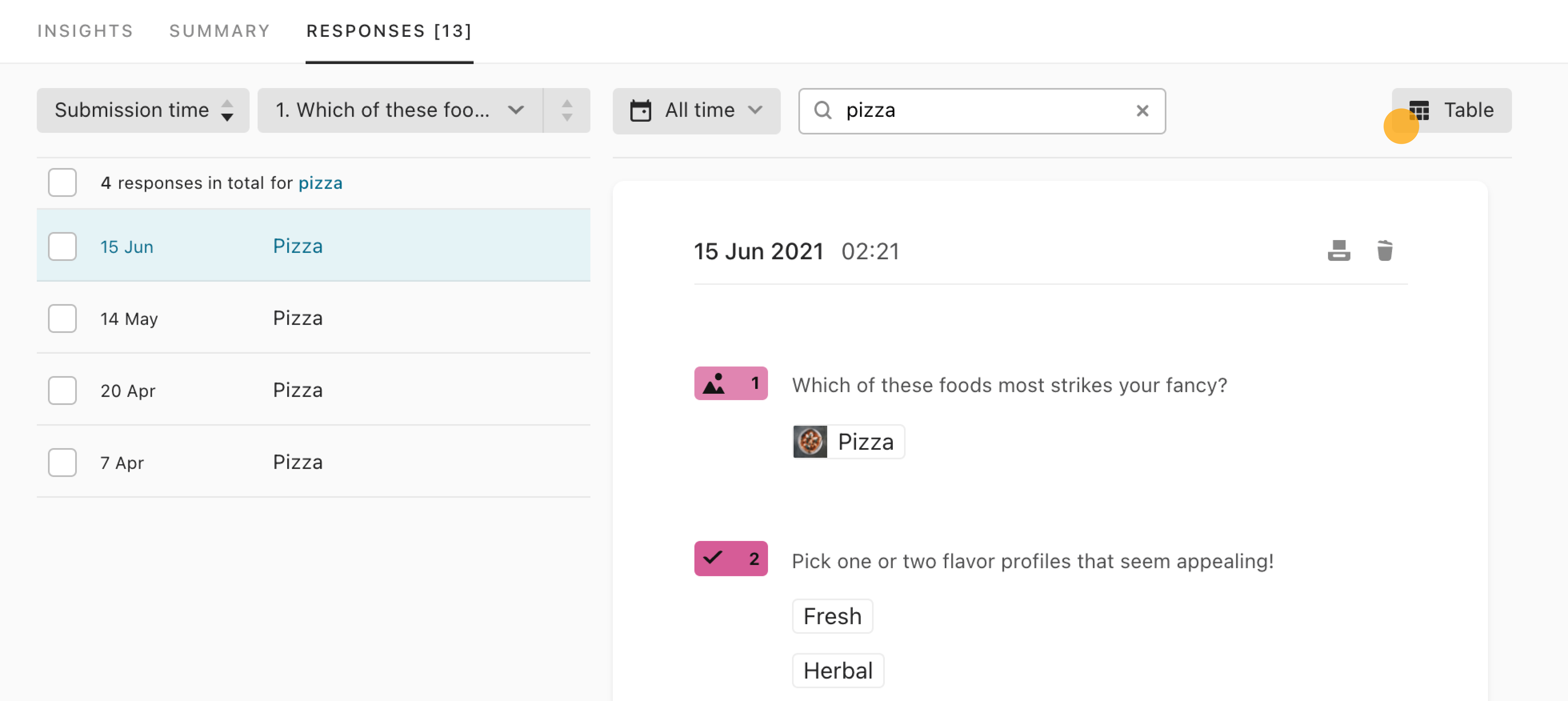 Working with your responses the Table view Help Center Typeform