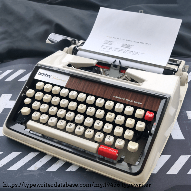 1971 Brother Deluxe 1350 on the Typewriter Database