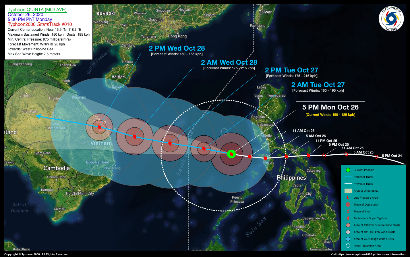 Typhoon QUINTA (MOLAVE) Advisory No. 10 Typhoon2000 Philippine TC