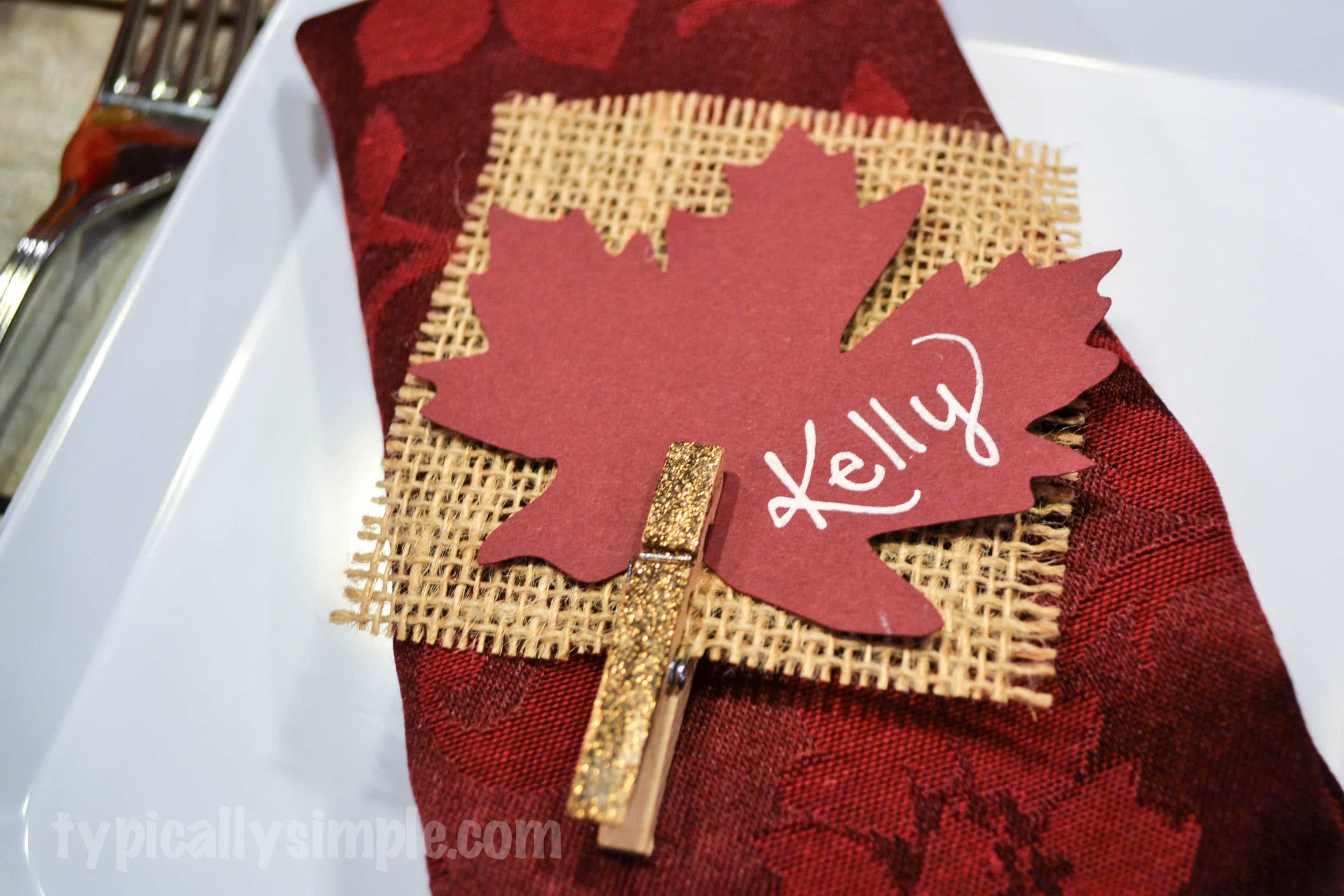 Thanksgiving Place Cards {Burlap & Glitter} Typically Simple