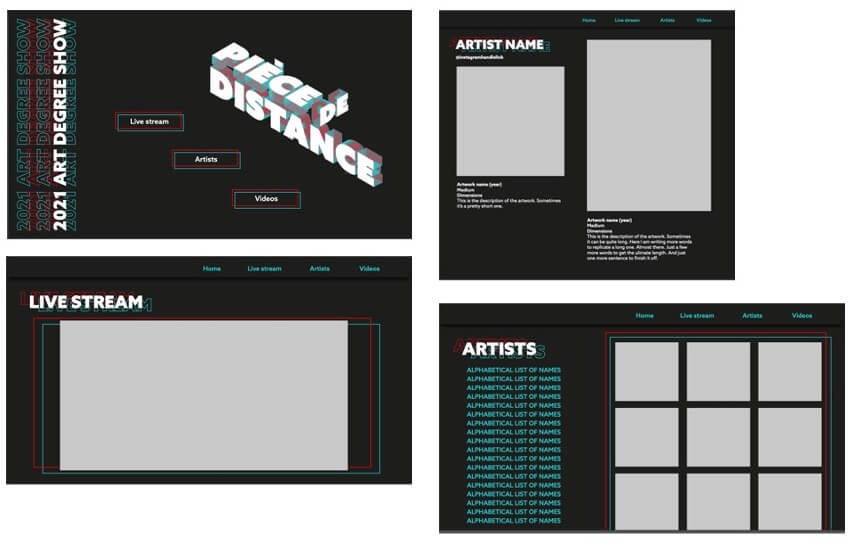 Fine Art Degree Show website, catalogue social media
