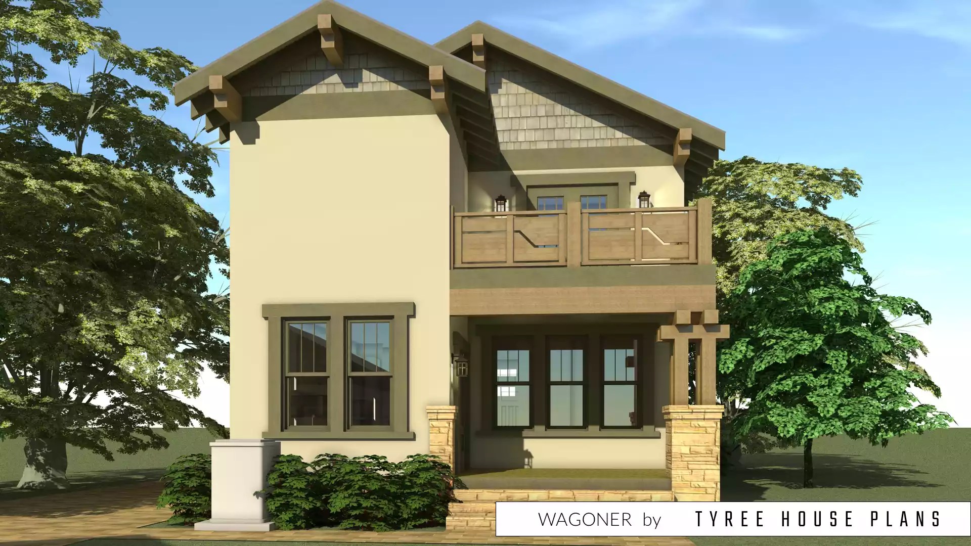 Wagoner. Small House with Timber Details by Tyree House Plans.