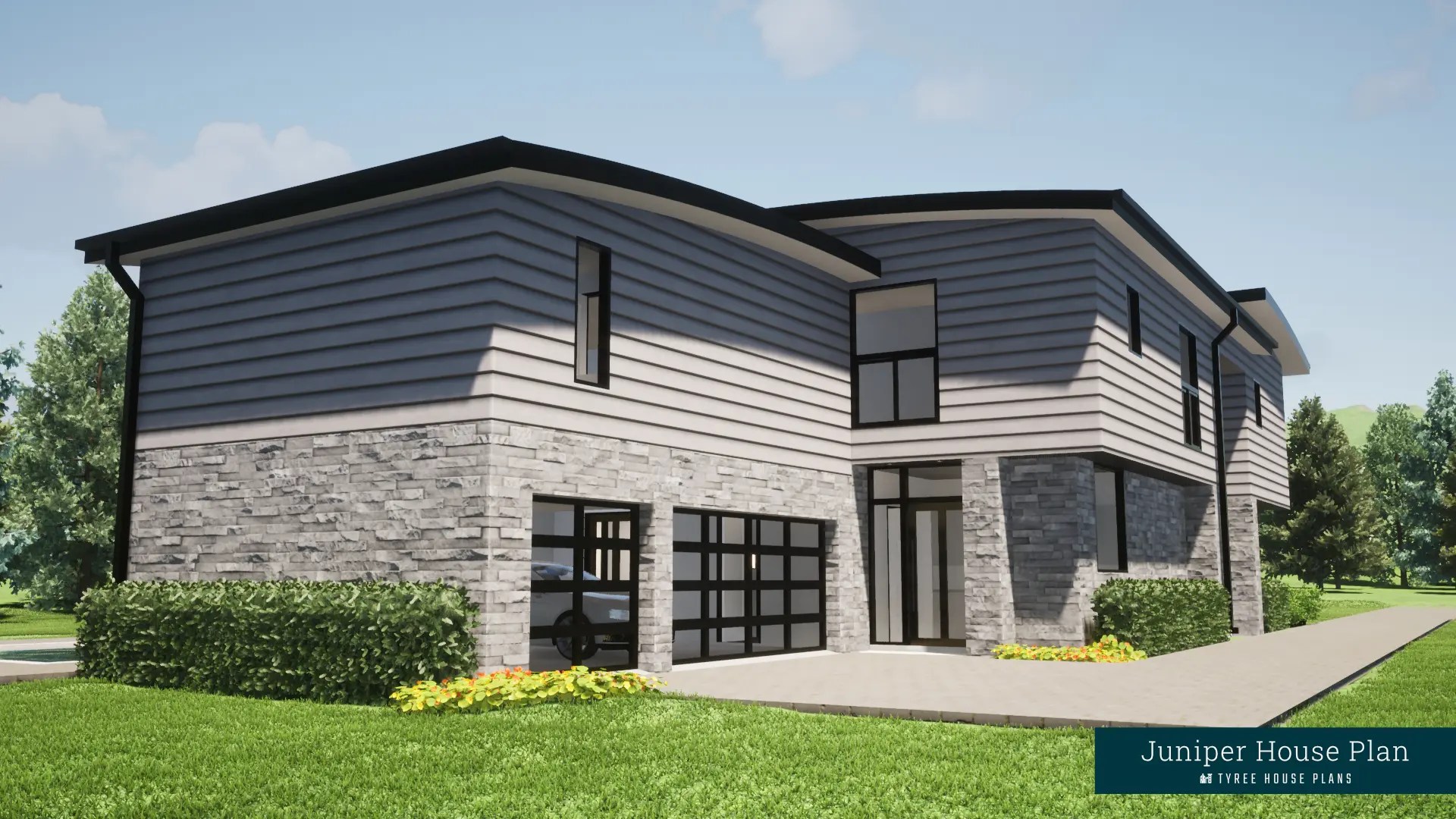 Juniper. 6 Bedroom Modern Home with Safe Room by Tyree House Plans.