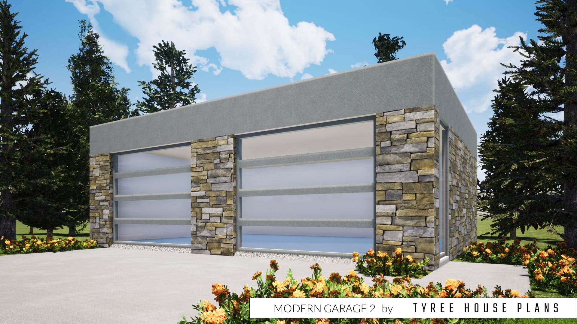 Modern 2 Car Garage. 649 Square Feet. Tyree House Plans.