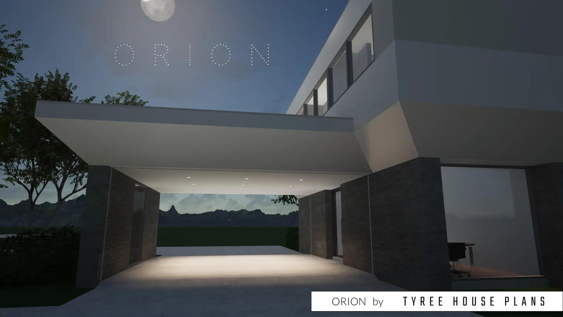 Orion. Modern Home with Large Skylight by Tyree House Plans.