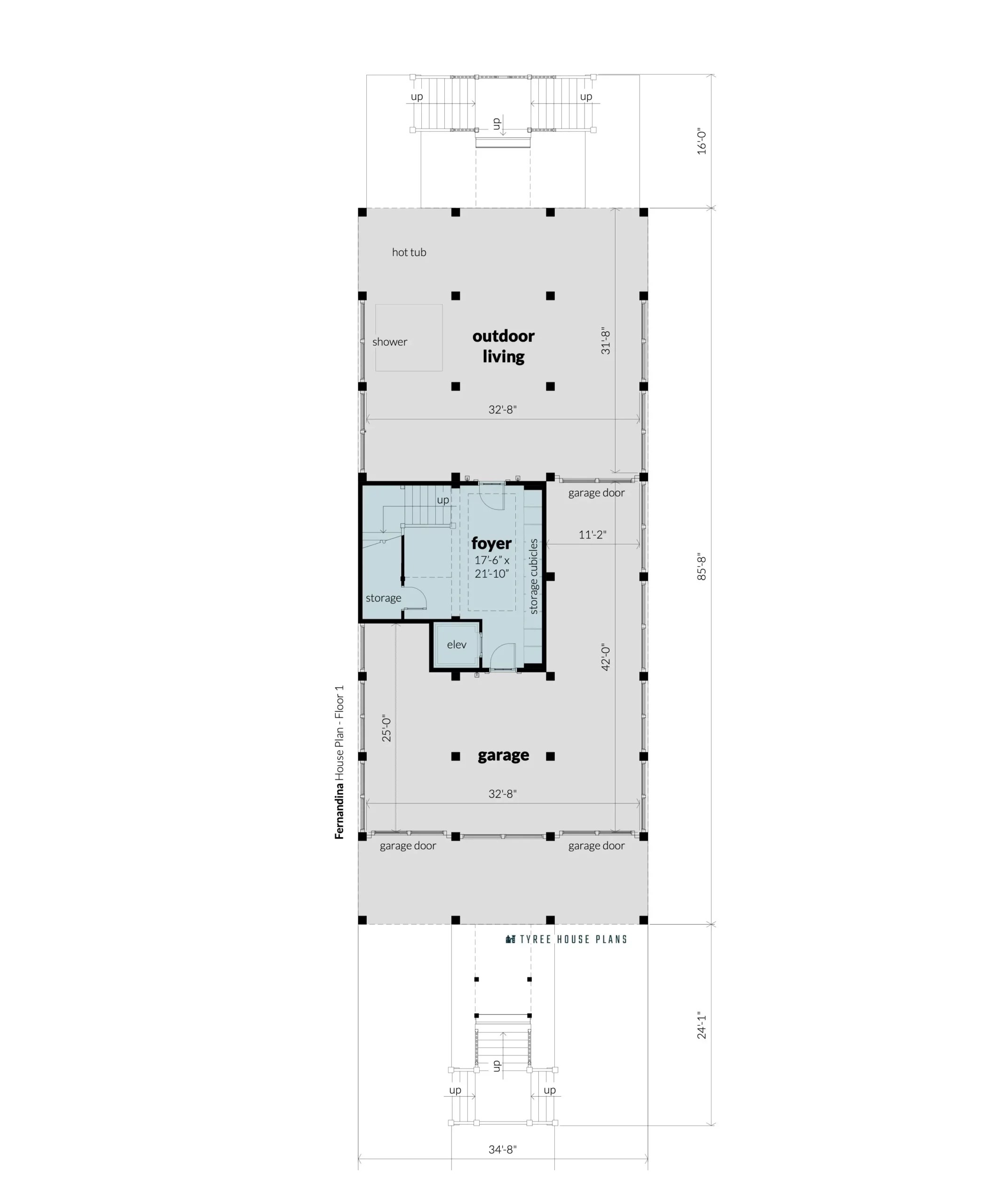 Fernandina. Beach house with fourth floor tower by Tyree House Plans