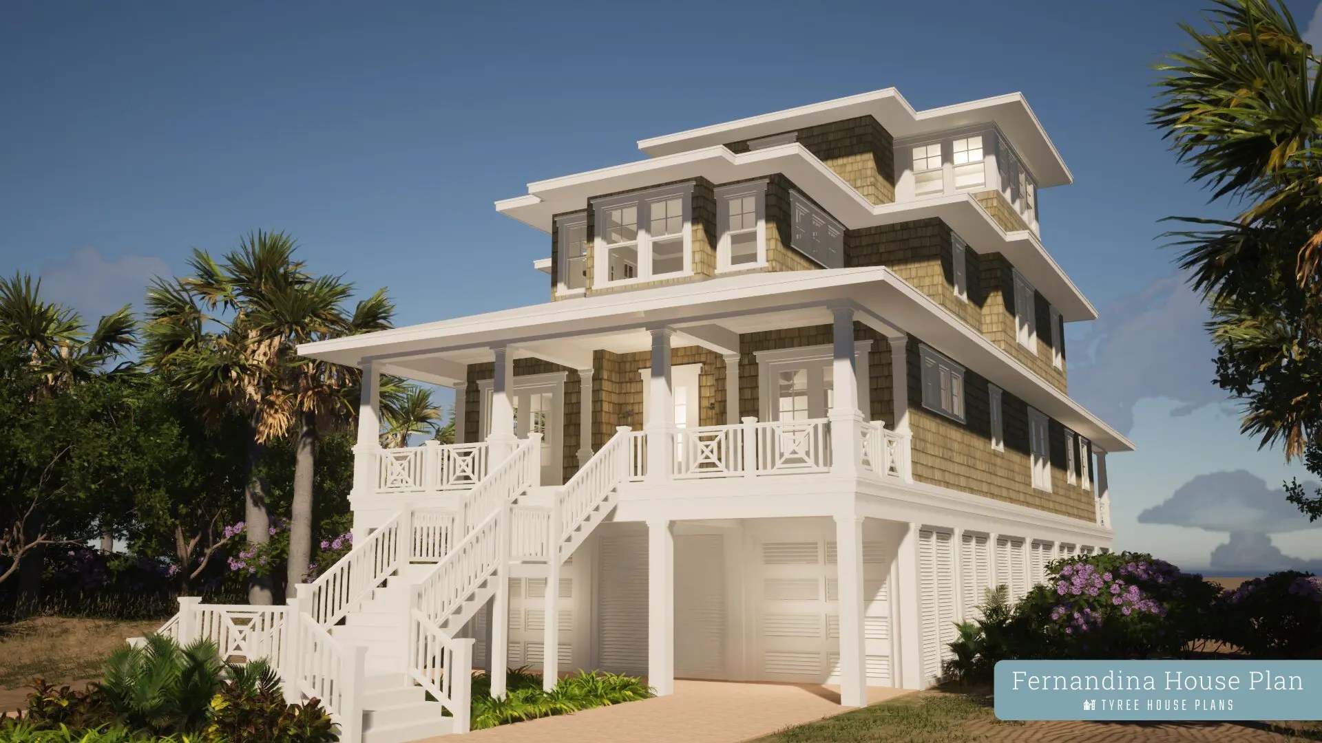 Fernandina. Beach house with fourth floor tower by Tyree House Plans