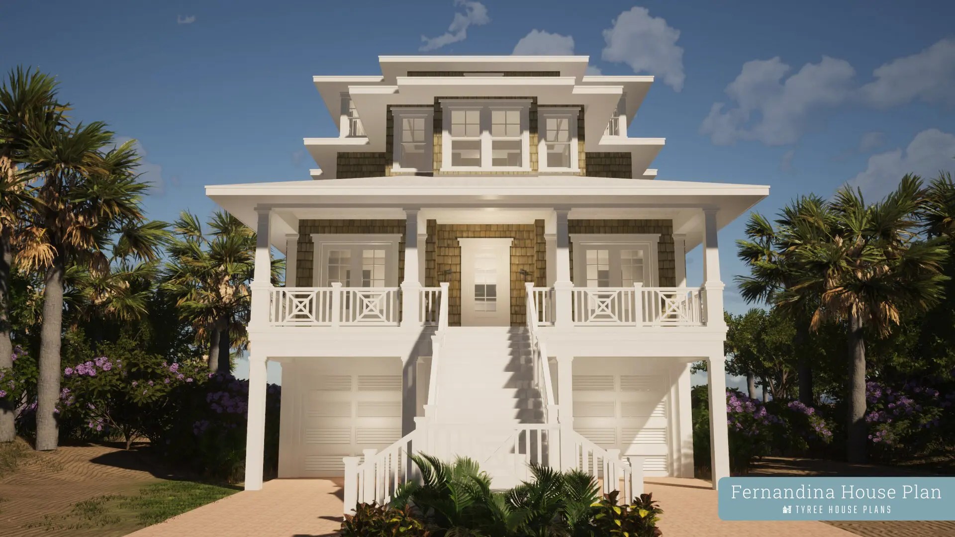 Fernandina. Beach house with fourth floor tower by Tyree House Plans