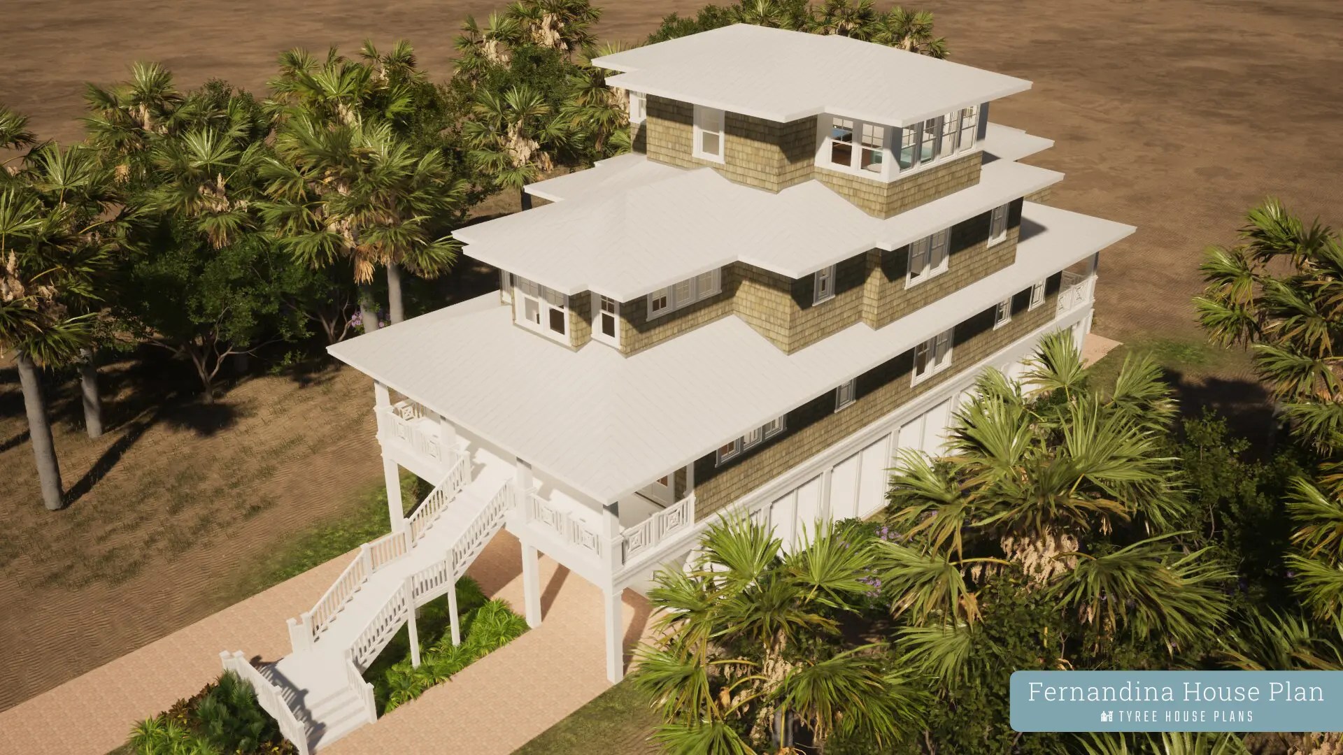 Fernandina. Beach house with fourth floor tower by Tyree House Plans