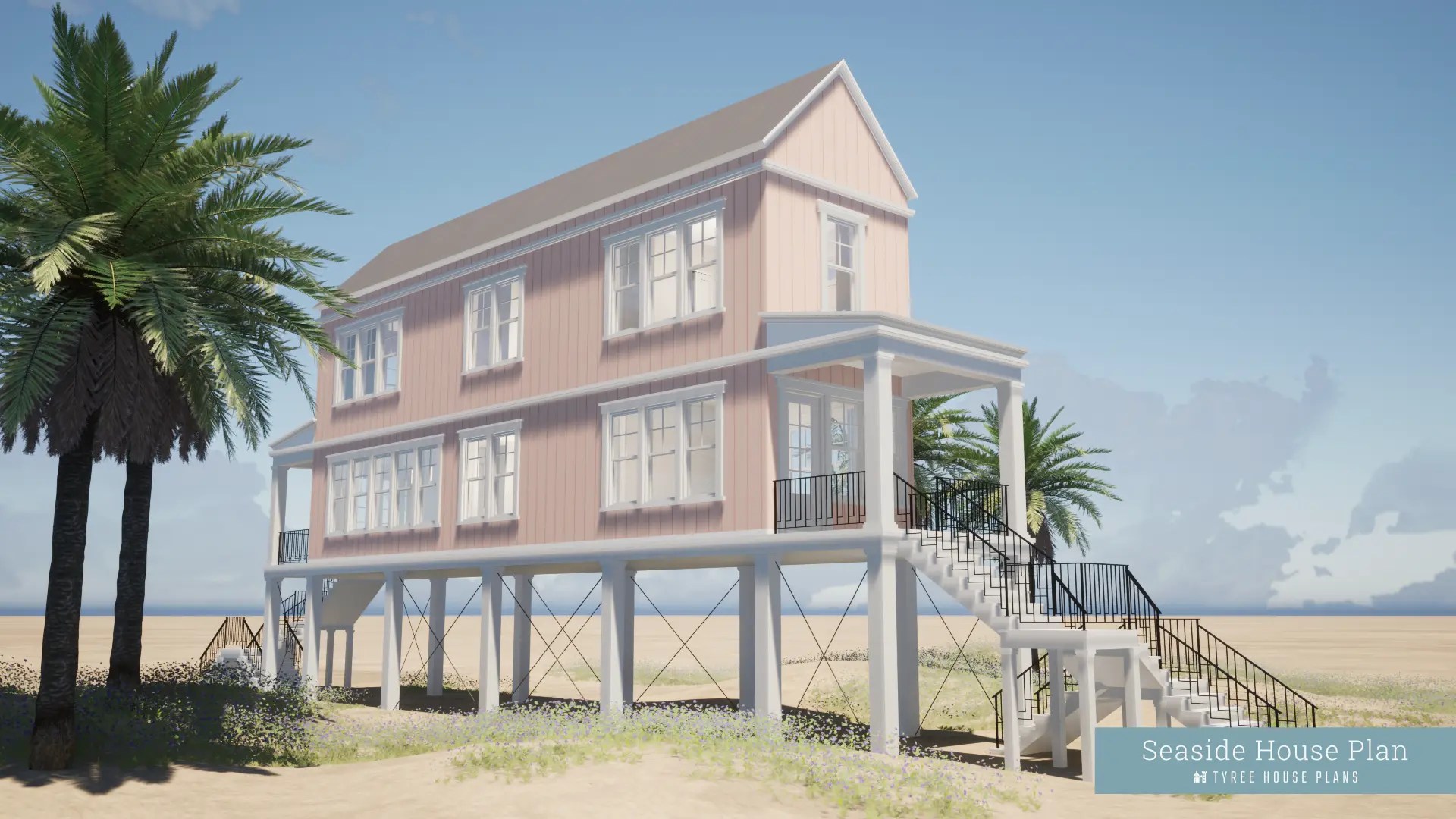 Seaside. The Extra Narrow Two Bedroom Beach House by Tyree House Plans