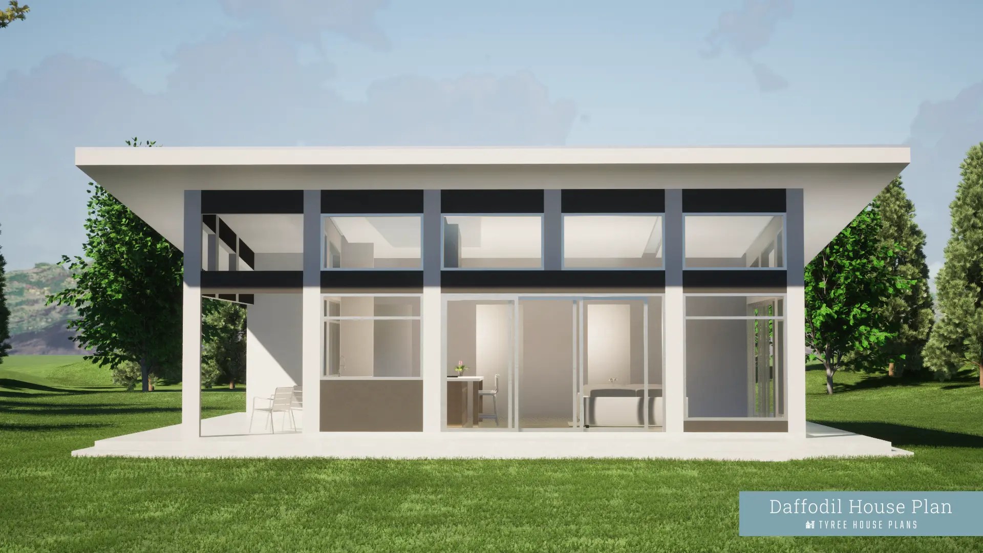 Daffodil. Square Home with Vaulted Ceilings by Tyree House Plans