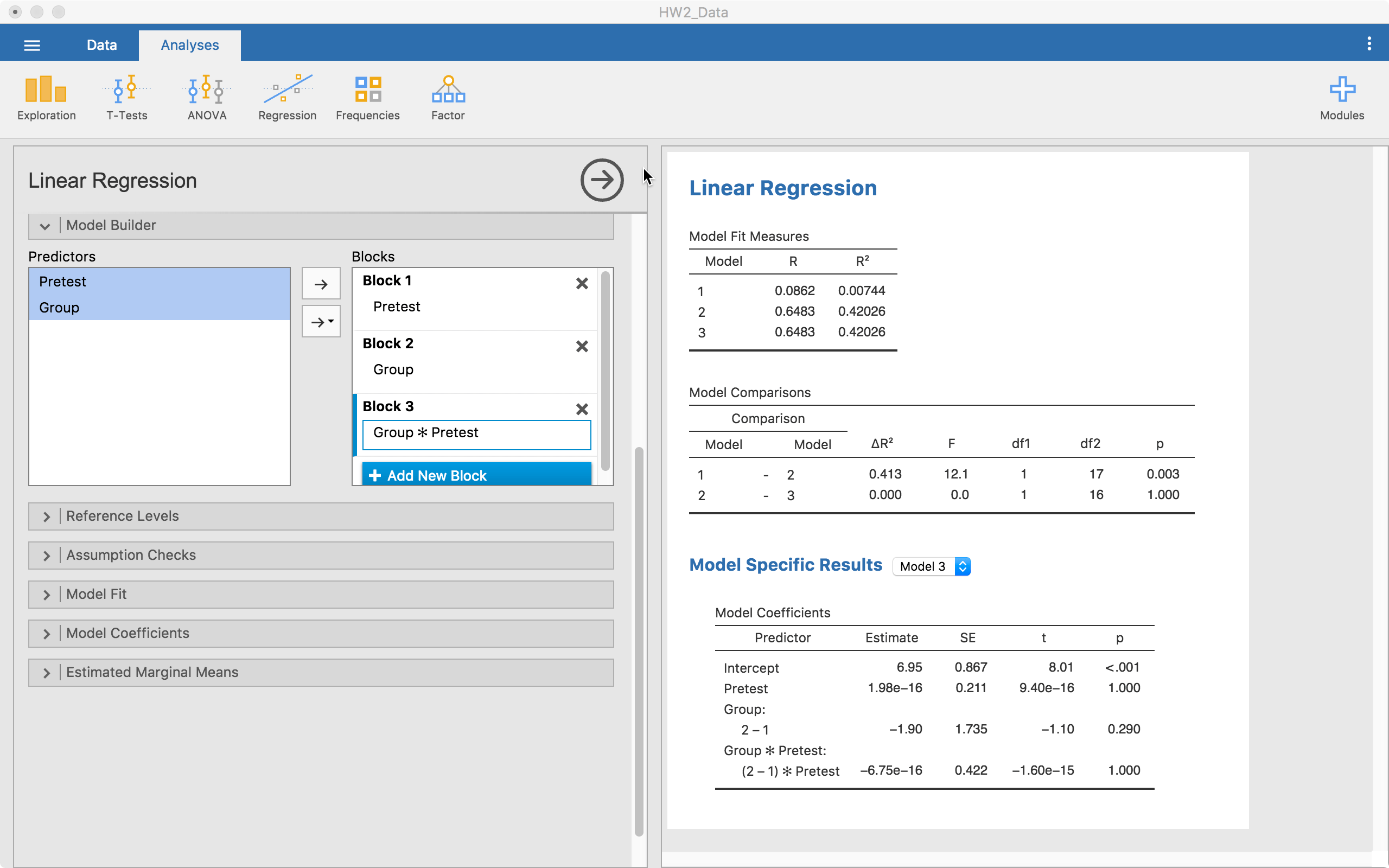 Using Jamovi Correlation and Regression ·