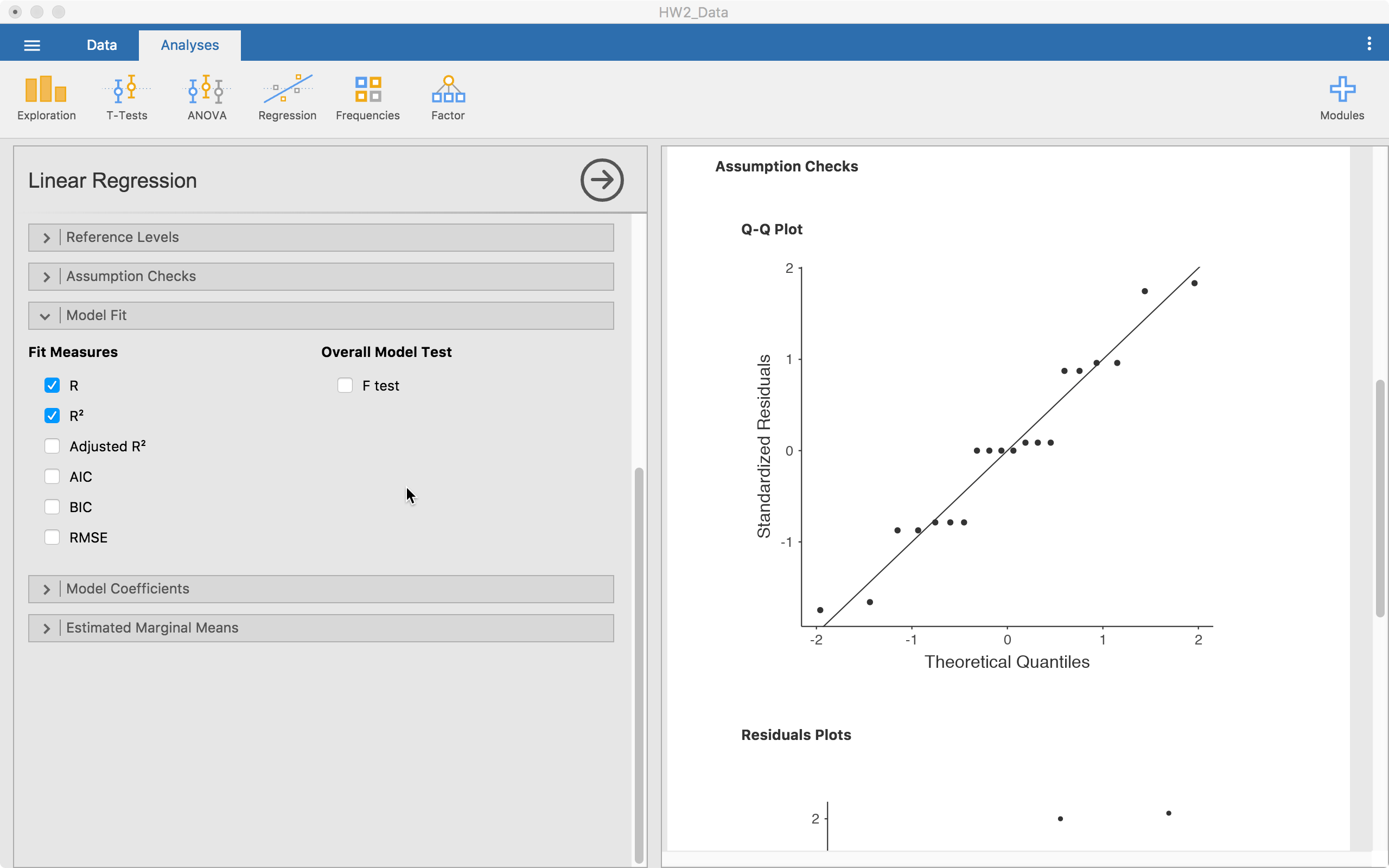 Using Jamovi Correlation and Regression ·