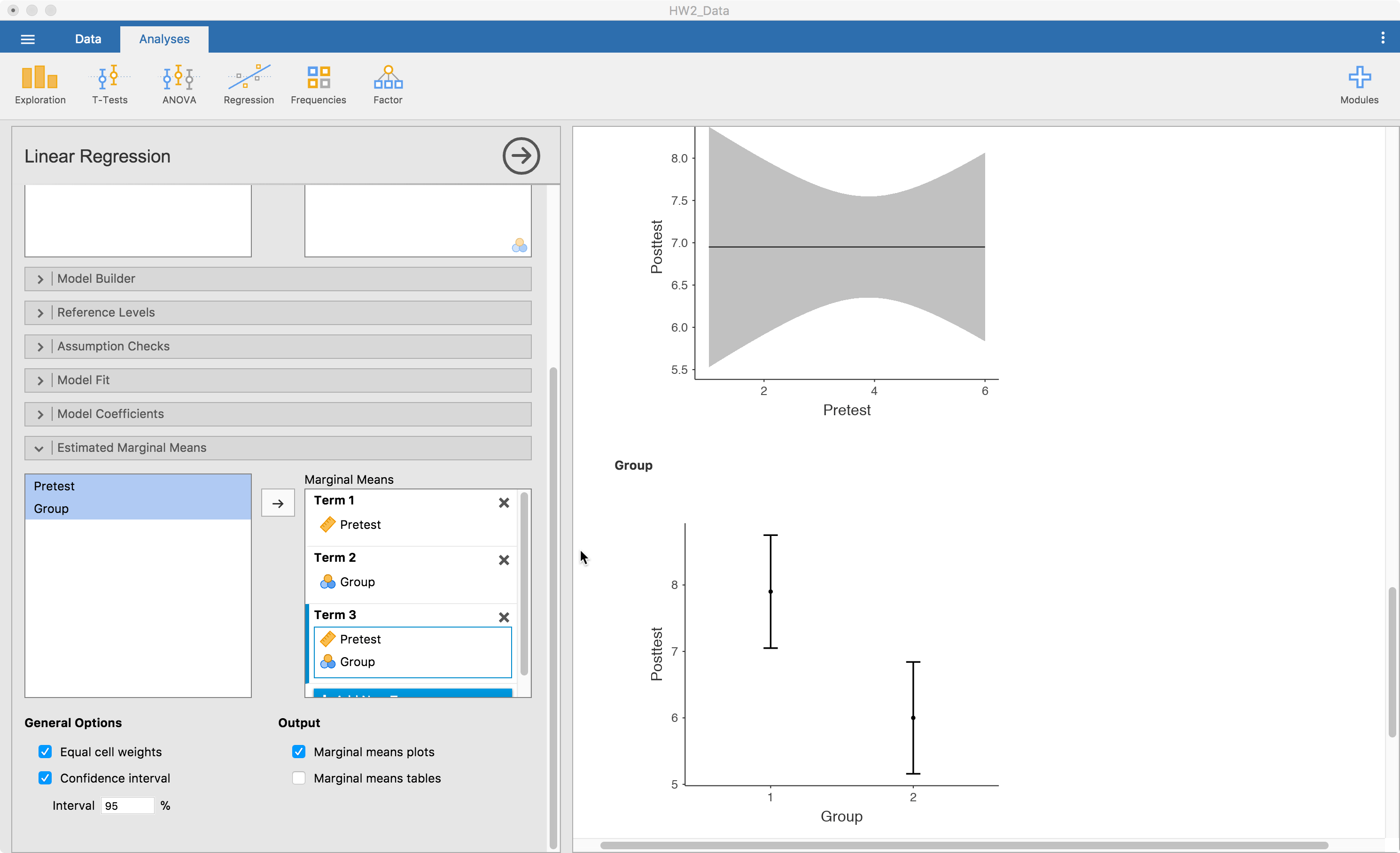 Using Jamovi Correlation and Regression ·