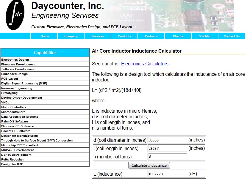Daycounter air core inductor calculator powenshell