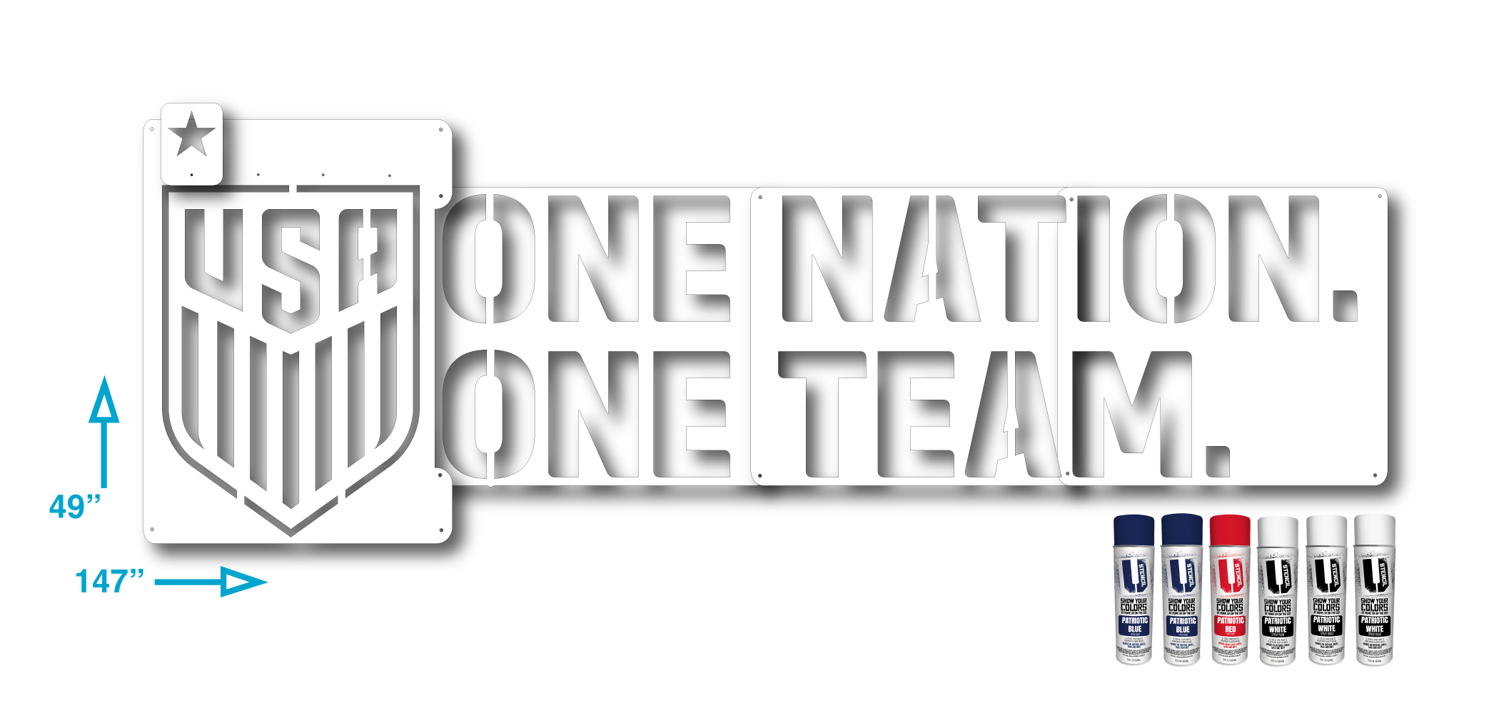 USA Soccer Crest One Nation One Team GIANT Lawn Stencil Kit U
