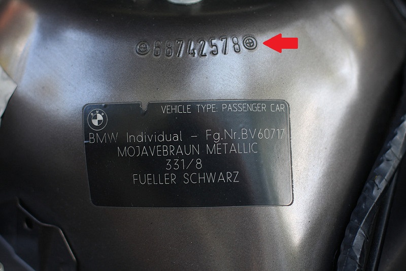 Engraved number on left strut tower BimmerFest BMW Forum