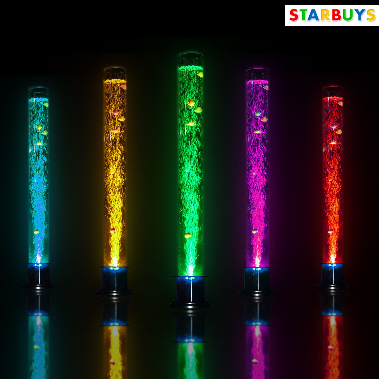 LARGE 150CM 5FT Bubble Fish Water Tube Lamp Changing LED Novelty