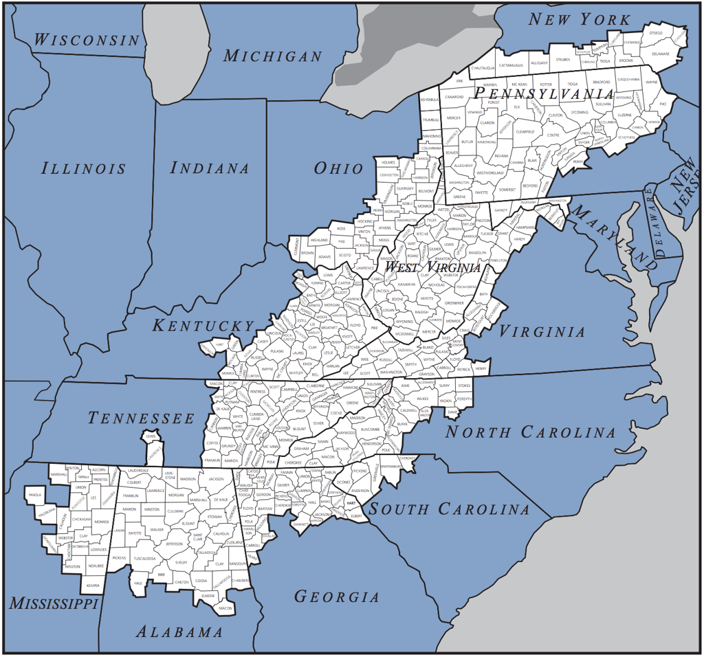 Appalachian Mountains Map Mountain range North Carolina,.