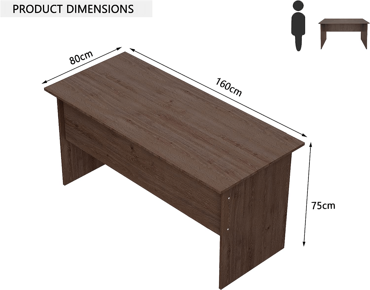 Mahmayi Computer Desk, MP1 160x80 Writing Table With Hanging Pedestal
