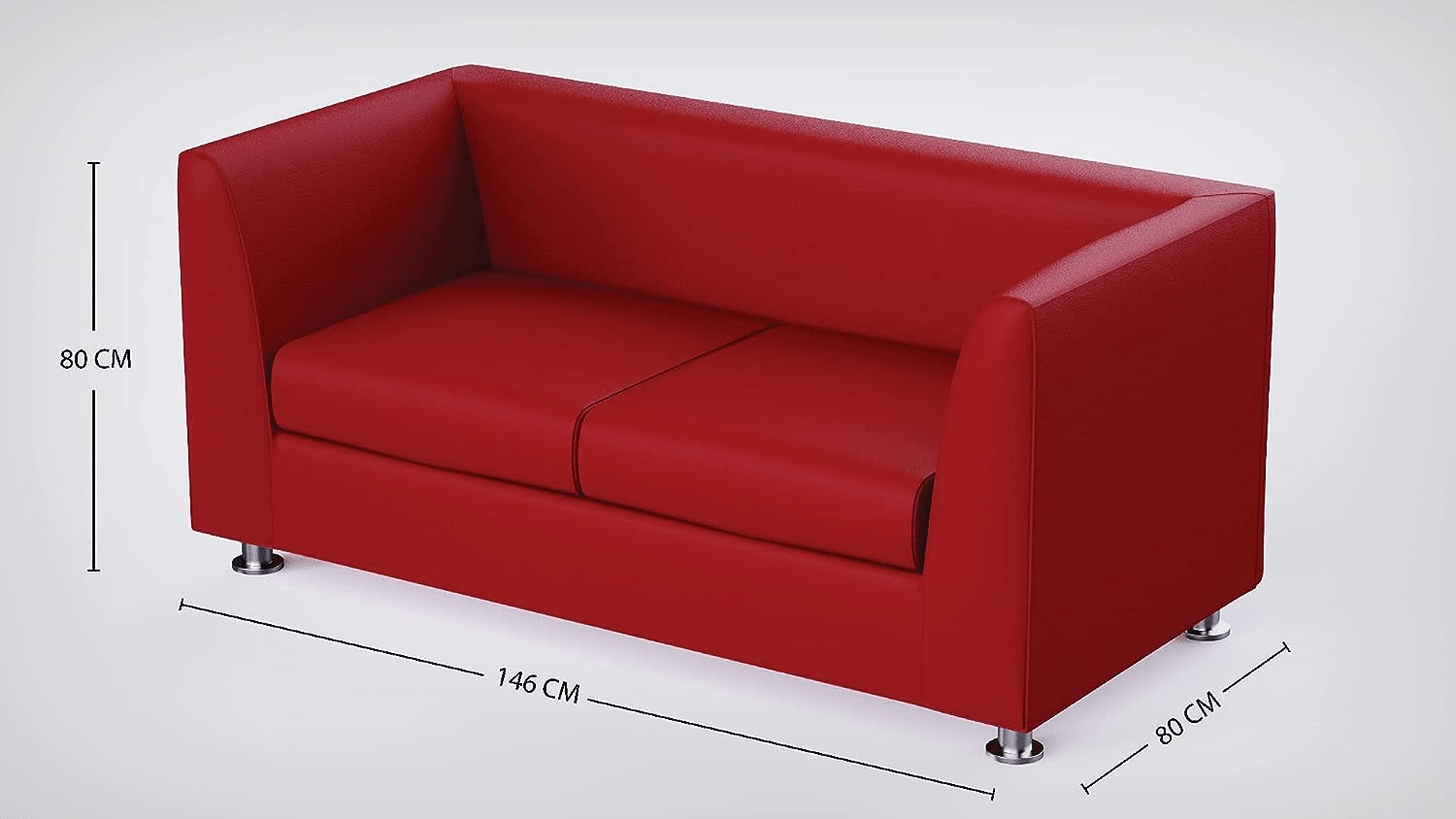 Mahmayi 679 Red Two Seater Sofa for Living Room, PU Leather Sofa