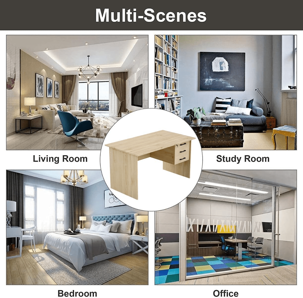 Mahmayi Computer Desk, MP1 160x80 Writing Table With Hanging Pedestal