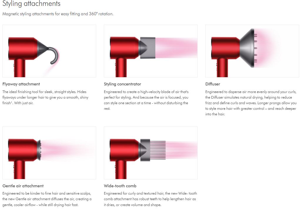 Dyson Supersonic Hair Dryer, Smoothing Nozzle, 3 Precise Speed Settings