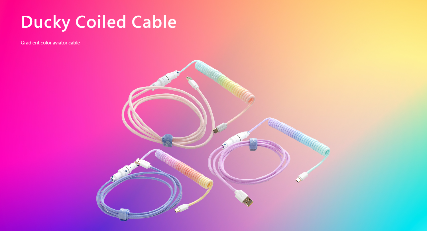 Ducky Gradient Premicord Coiled Cable, USBC to USBA Interface, 5 Pin