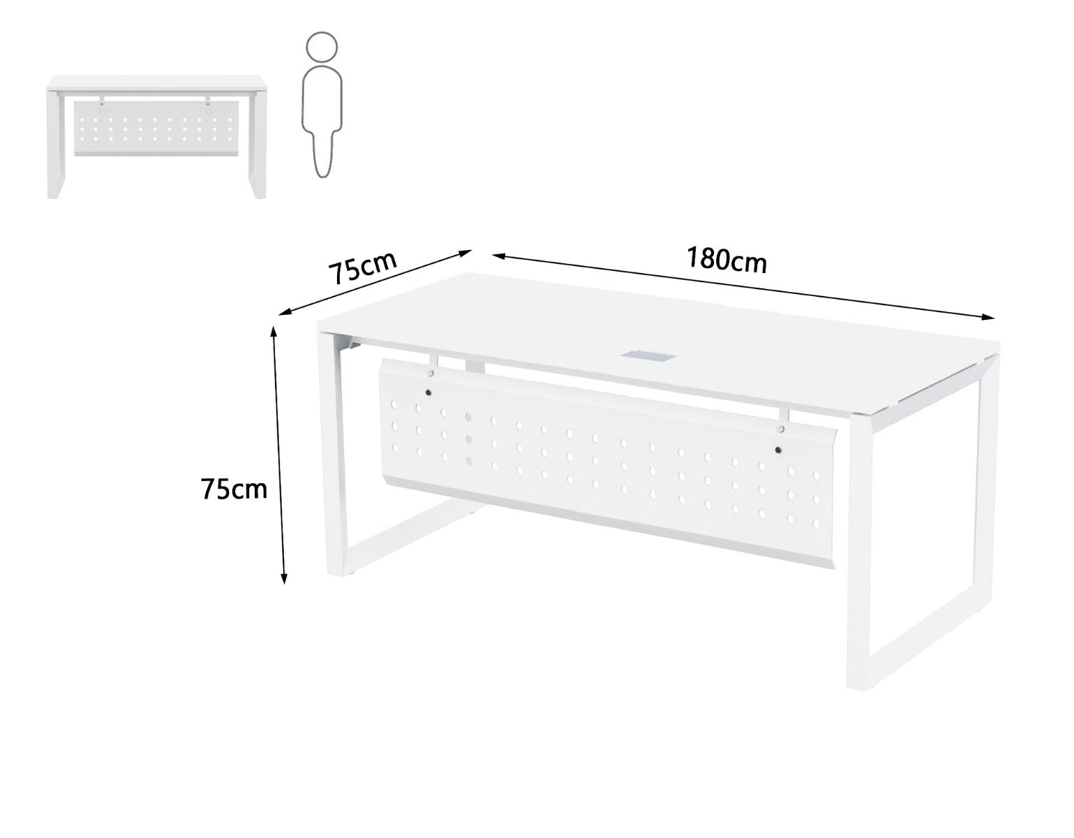 Mahmayi Vorm 13618 White Modern Workstation, Heavy Duty Powdercoated