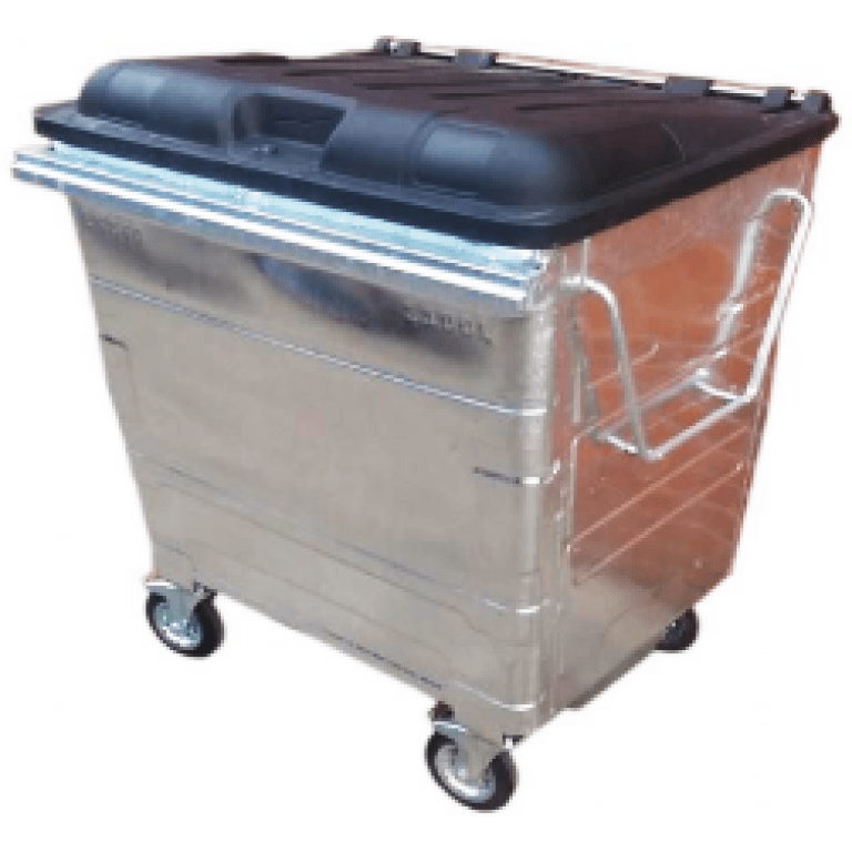 GALVANIZED BIN WITH FLAT LID 1100 LTRS, OTTO GERMANY UAE Clean