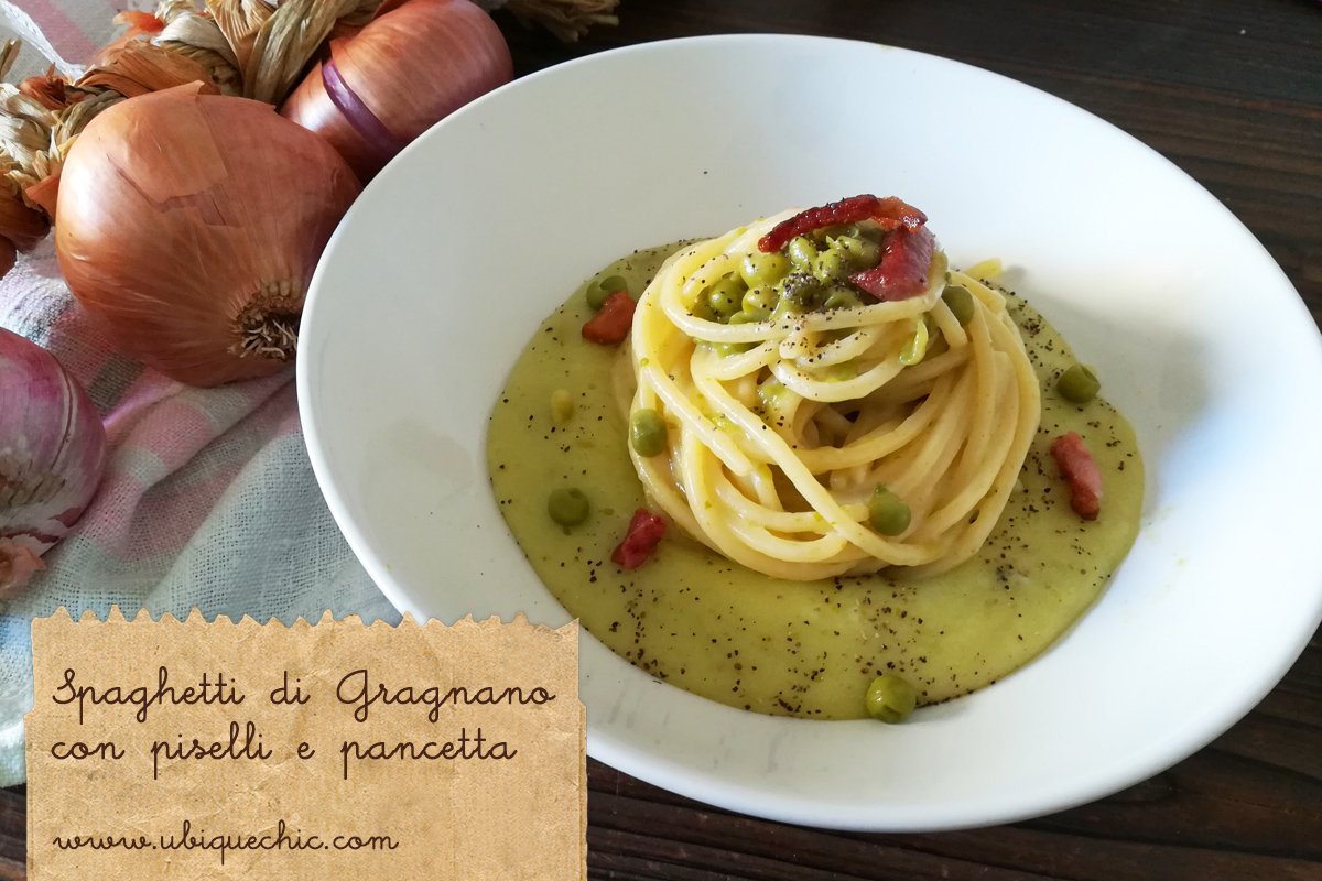 Pasta piselli e pancetta con cipolla ramata alla napoletana