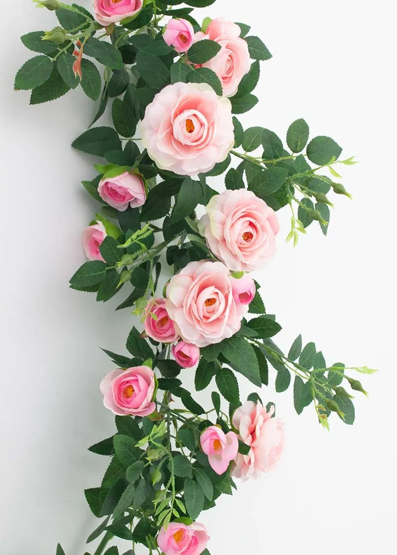 Pack of 5 Silk Rose Garland in Pink
