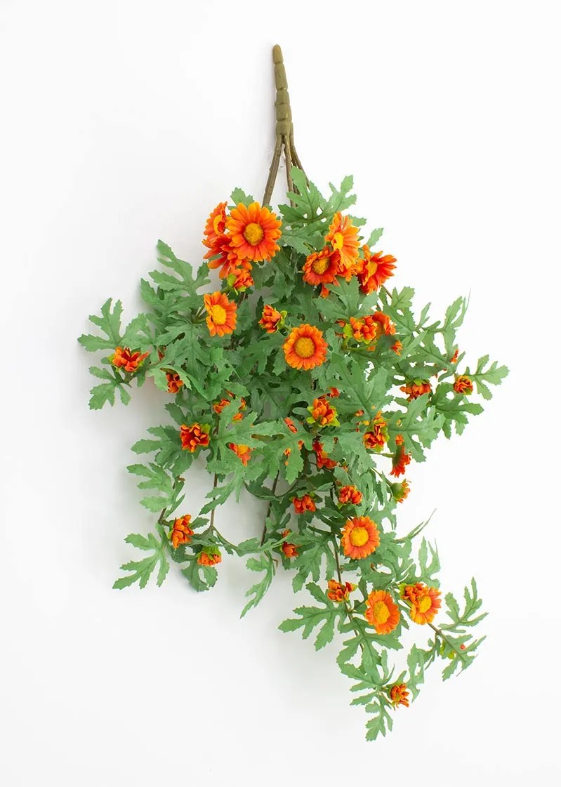 Artificial Flowers Mum Bush Orange