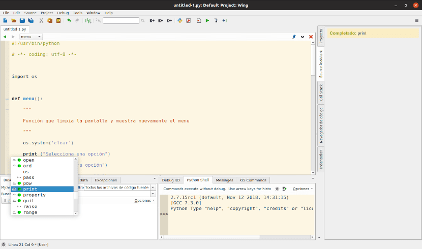 Wing Python 7, un IDE para Python disponible mediante Snap