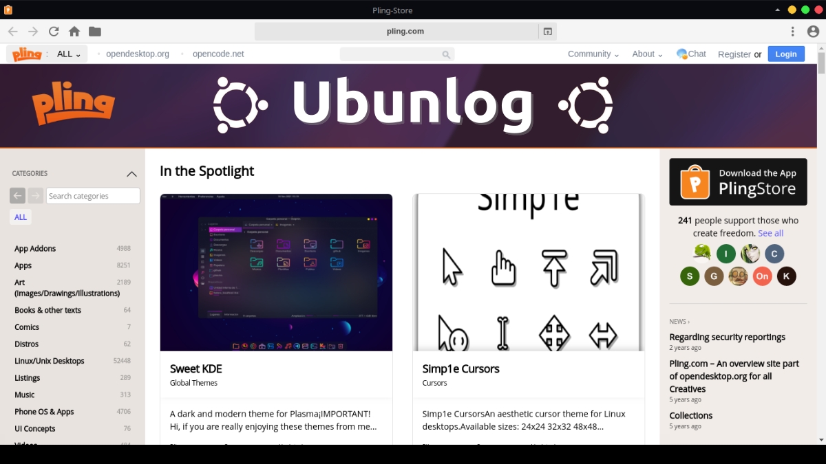 „Pling Store“ ir OCSURL 2 programos, skirtos „Linux“ tinkinti ir kt