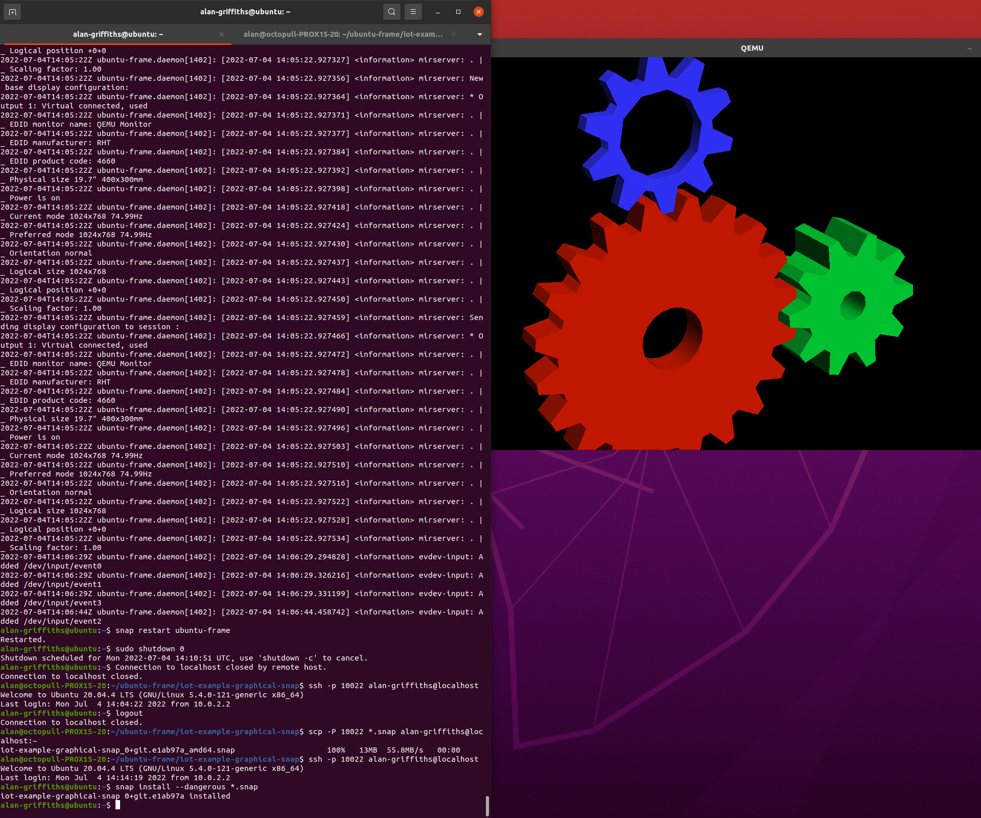Packaging an X11 application (glxgears) as an IoT GUI Docs Ubuntu