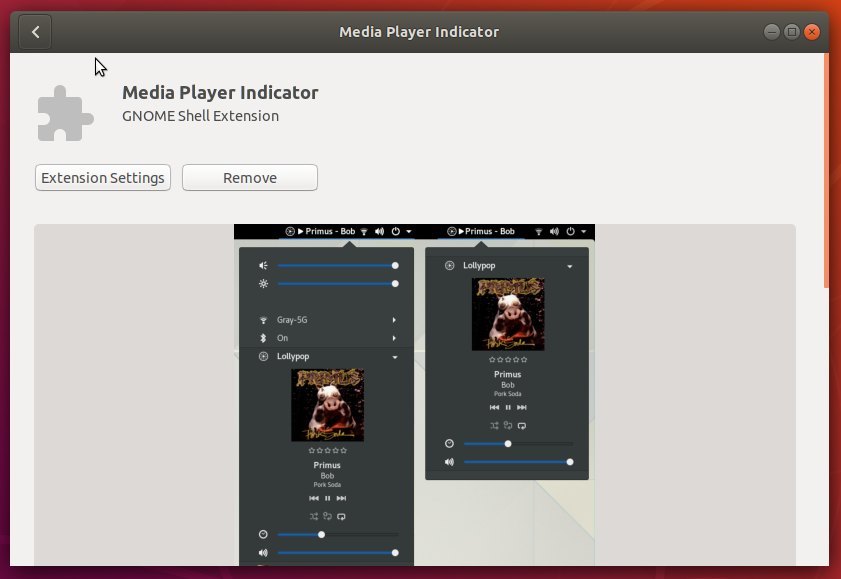 Enable Media Player Controls in System Tray Menu in Ubuntu 18.04