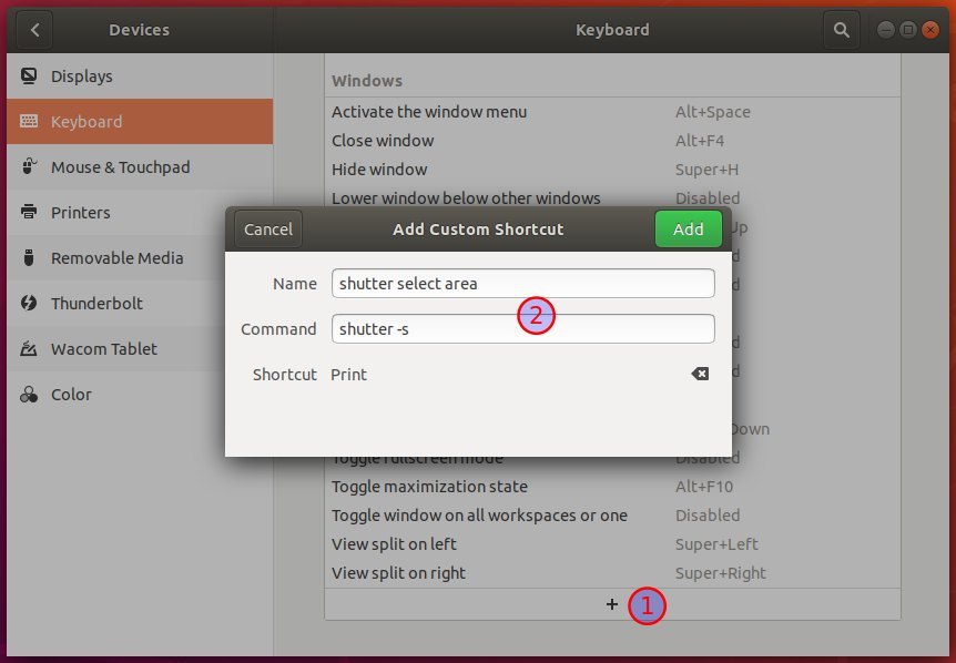 Make ‘PrintScreen’ Launch Shutter Area Selection in Ubuntu 18.04