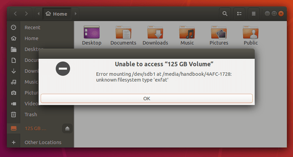 Fix unknown filesystem type ‘exfat’ in Ubuntu 18.04 UbuntuHandbook