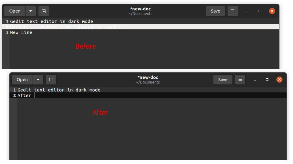 Active Line in Text Editor Unreadable in Ubuntu 20.04 Dark Mode
