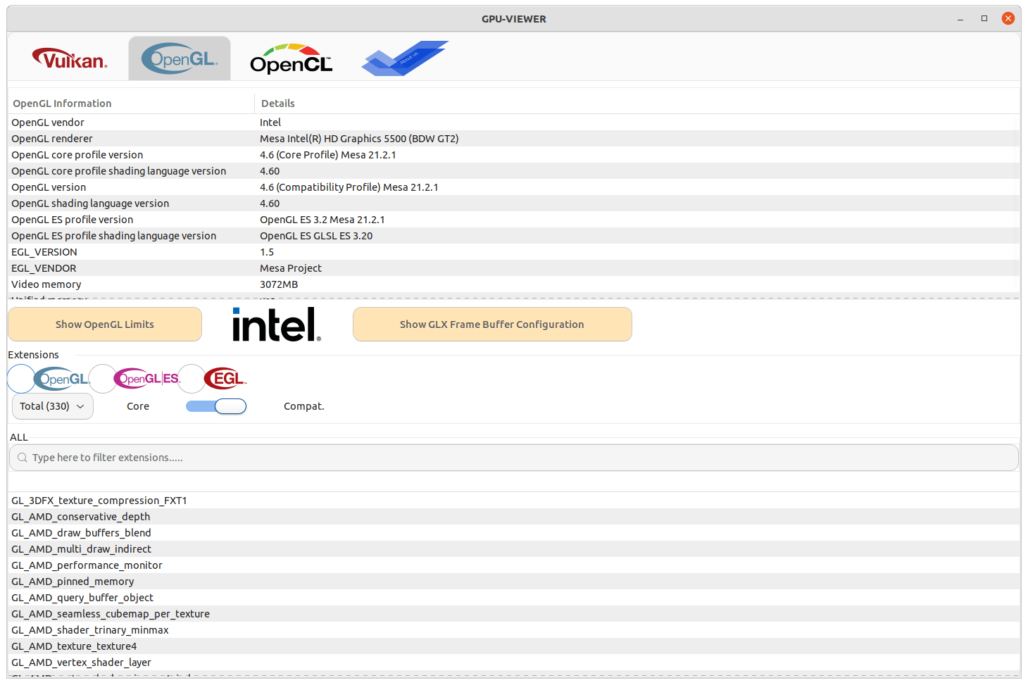 Gpu Viewer Gtk3 Tool To Show The 3d Graphics Api Information Ubuntuhandbook