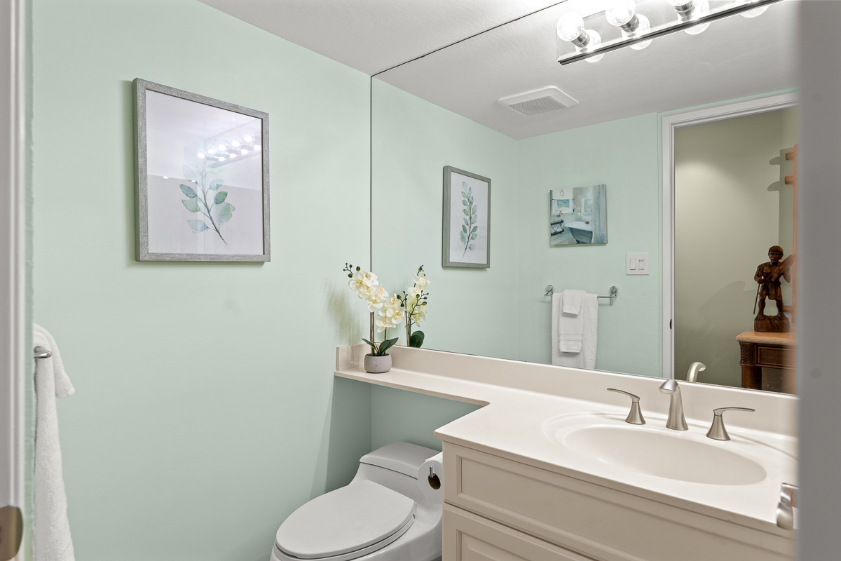 1/2 bath with Kohler ”silent flush” toilet and new Panasonic ”whisper