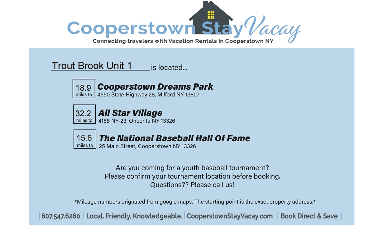 Trout Brook Unit 1 Cooperstown Stay