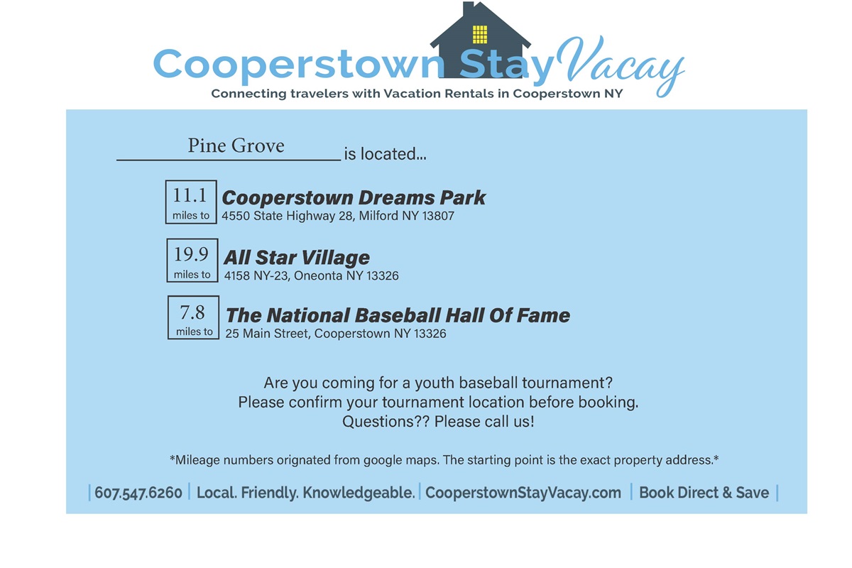 Pine Grove Cooperstown Stay