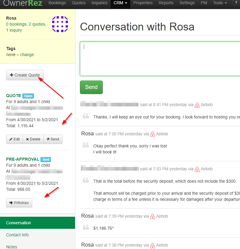 Airbnb inquiries, Special Offers, Request to Book, PreApprovals