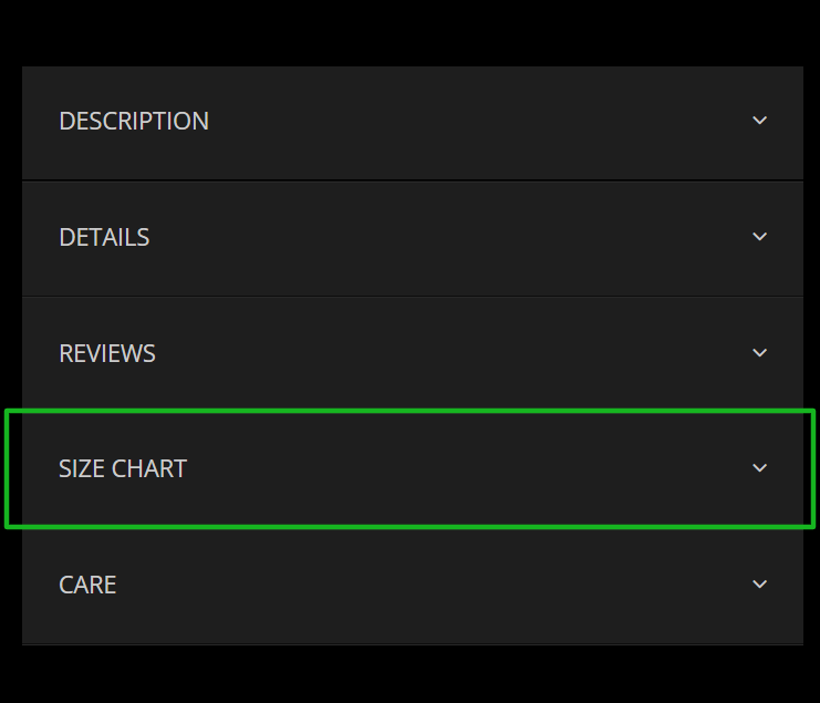 HOW TO READ THE SIZE CHART?