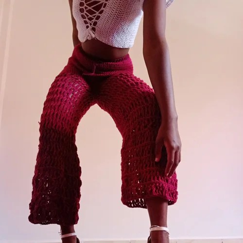 Easy crochet mesh trouser, crochet pants pattern, crochet bell bottoms
