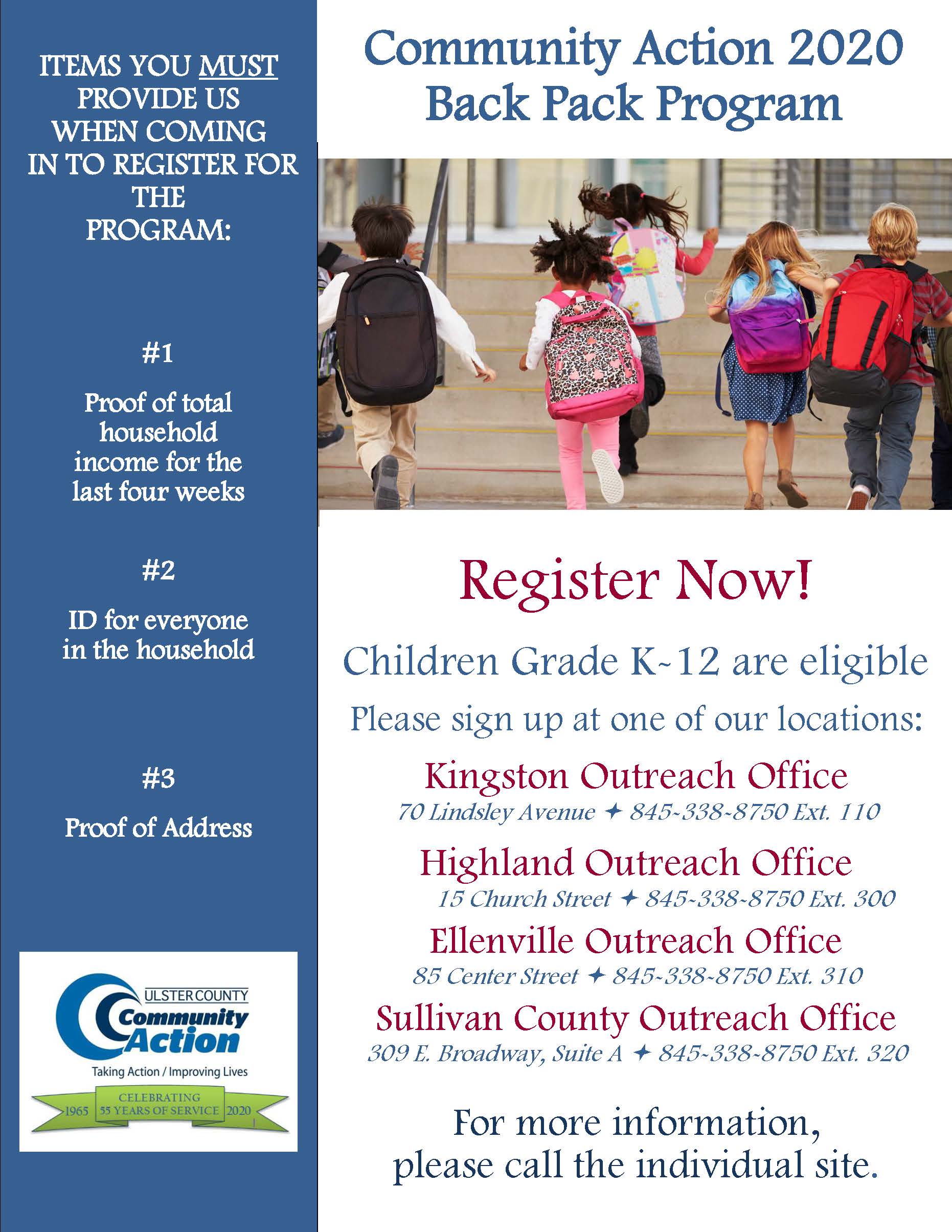 2020 Back Pack Program! Ulster County Community Action